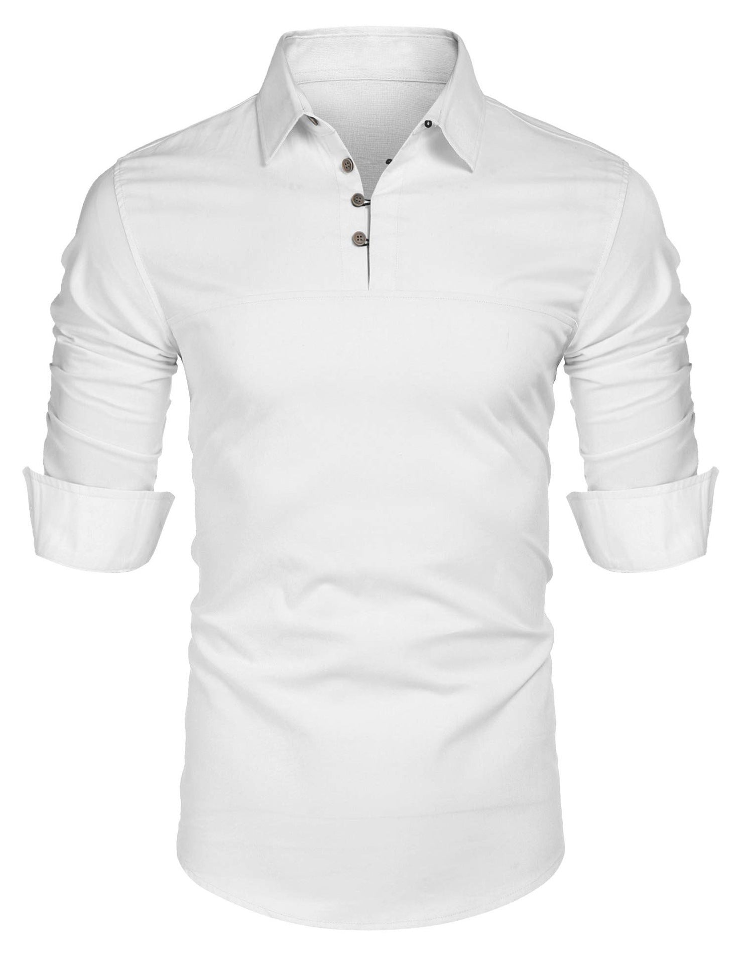 Heidi Fashion | Casual Slim Fit Cotton Blend Shirt with Long Sleeves and Stand Collar