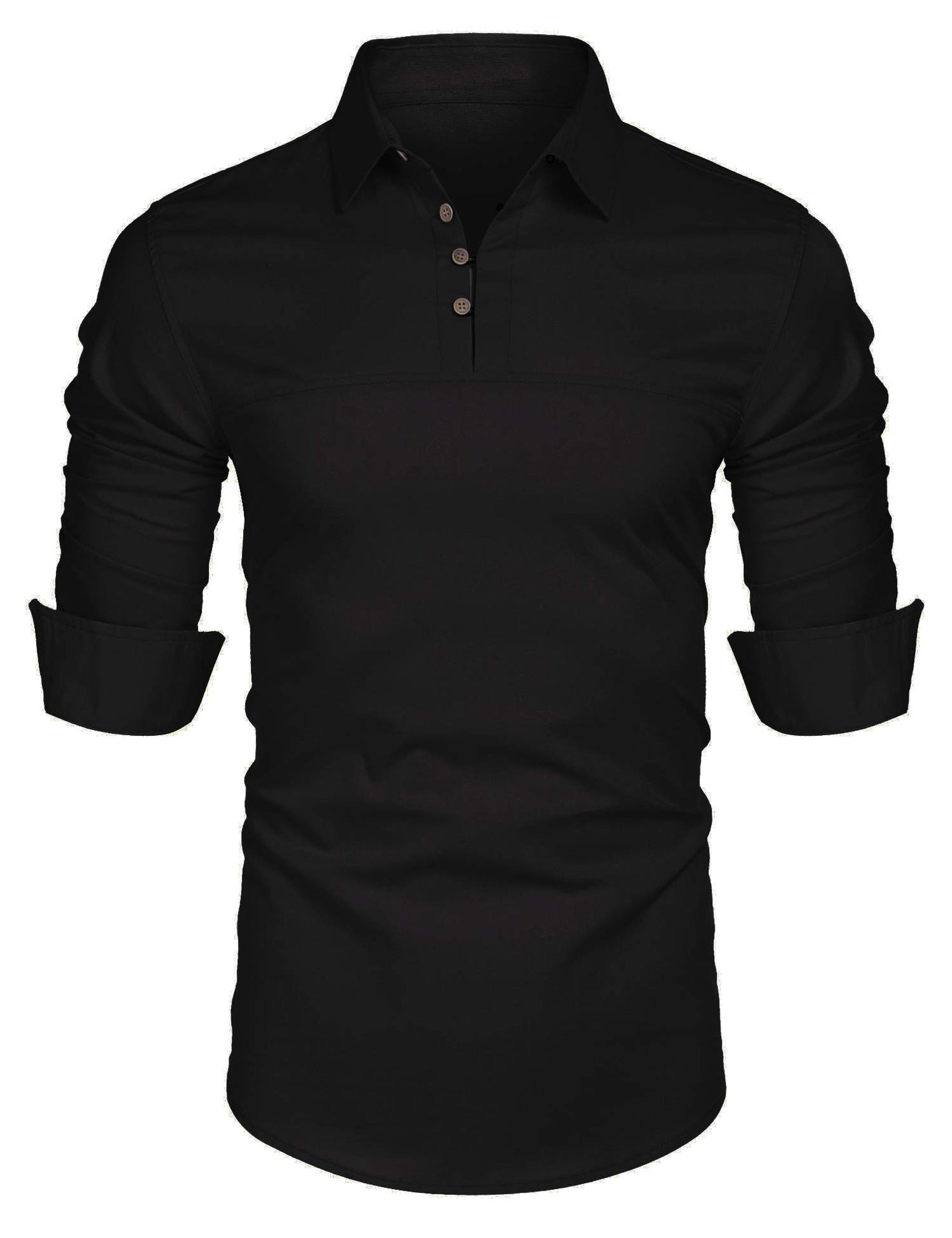 Heidi Fashion | Casual Slim Fit Cotton Blend Shirt with Long Sleeves and Stand Collar