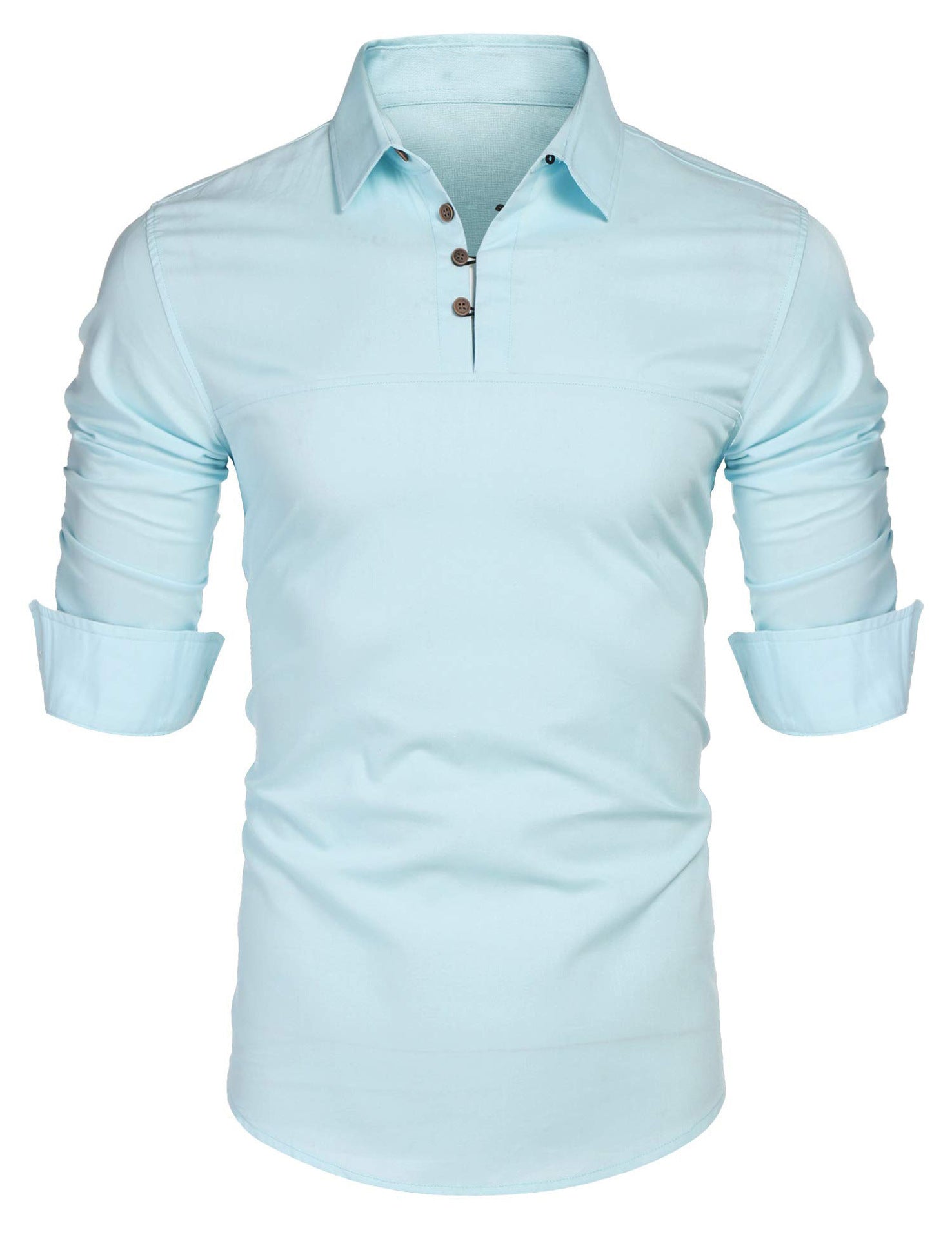 Heidi Fashion | Casual Slim Fit Cotton Blend Shirt with Long Sleeves and Stand Collar