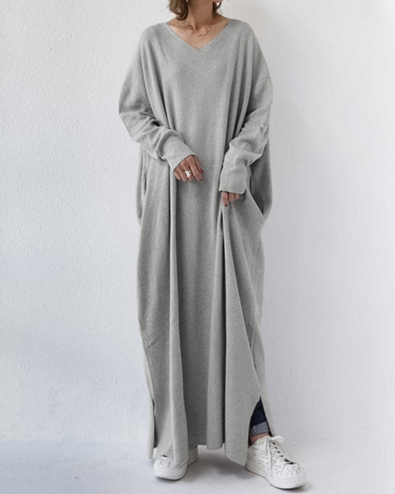 -Mode | V-Neck Long Sleeve Women's Dress