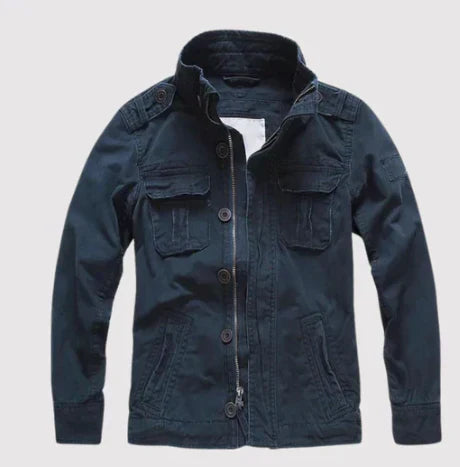 Heidi Fashion | Regular Fit Denim Jacket with Button Closure, High Collar, Multiple Pockets, and Epaulettes