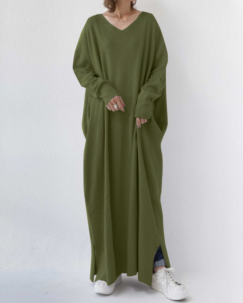 -Mode | V-Neck Long Sleeve Women's Dress