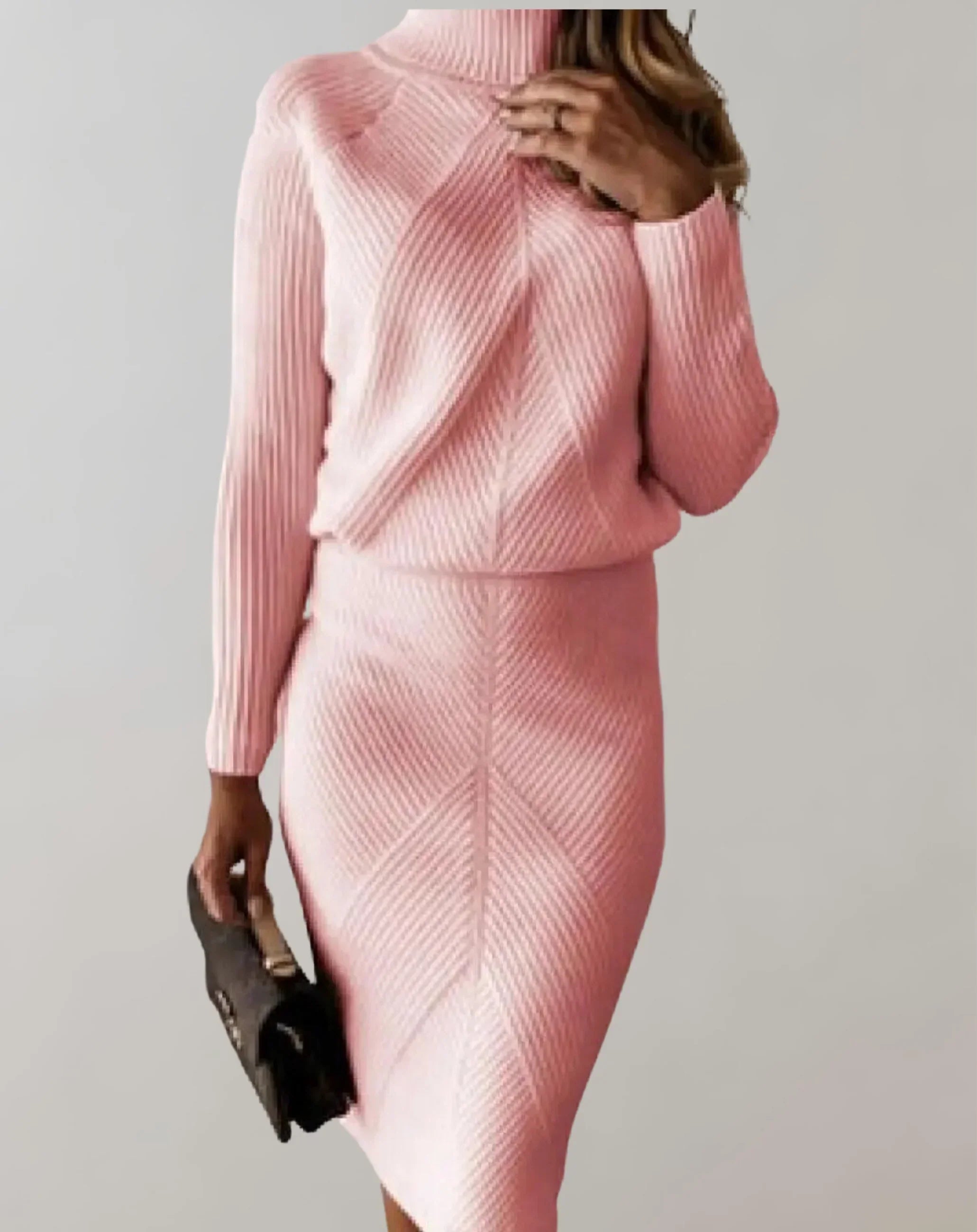 Heidi Fashion | Slim Fit Ribbed Turtleneck Sweater & Midi Skirt Two-Piece Set