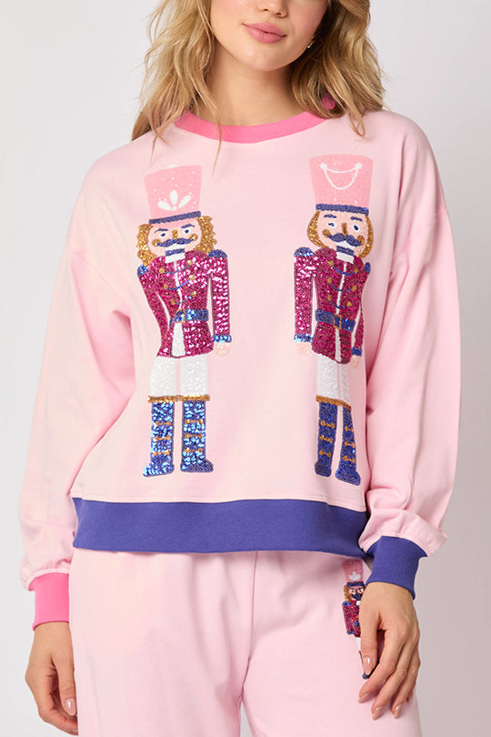 Heidi Fashion | Festive Sequin Sweatshirt and Relaxed Fit Trousers with Pockets Set