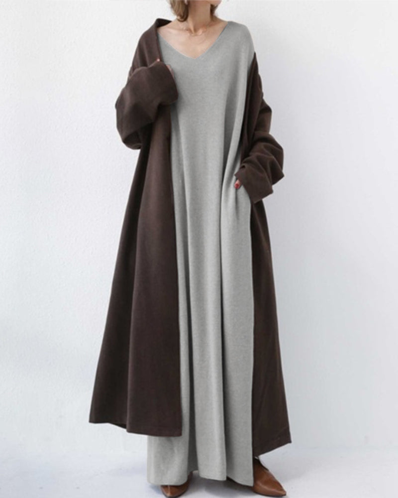 -Mode | V-Neck Long Sleeve Women's Dress