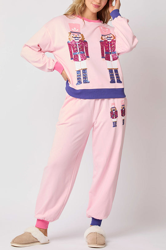 Heidi Fashion | Festive Sequin Sweatshirt and Relaxed Fit Trousers with Pockets Set