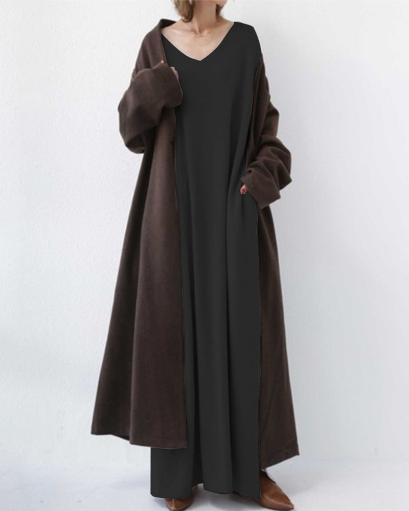 -Mode | V-Neck Long Sleeve Women's Dress