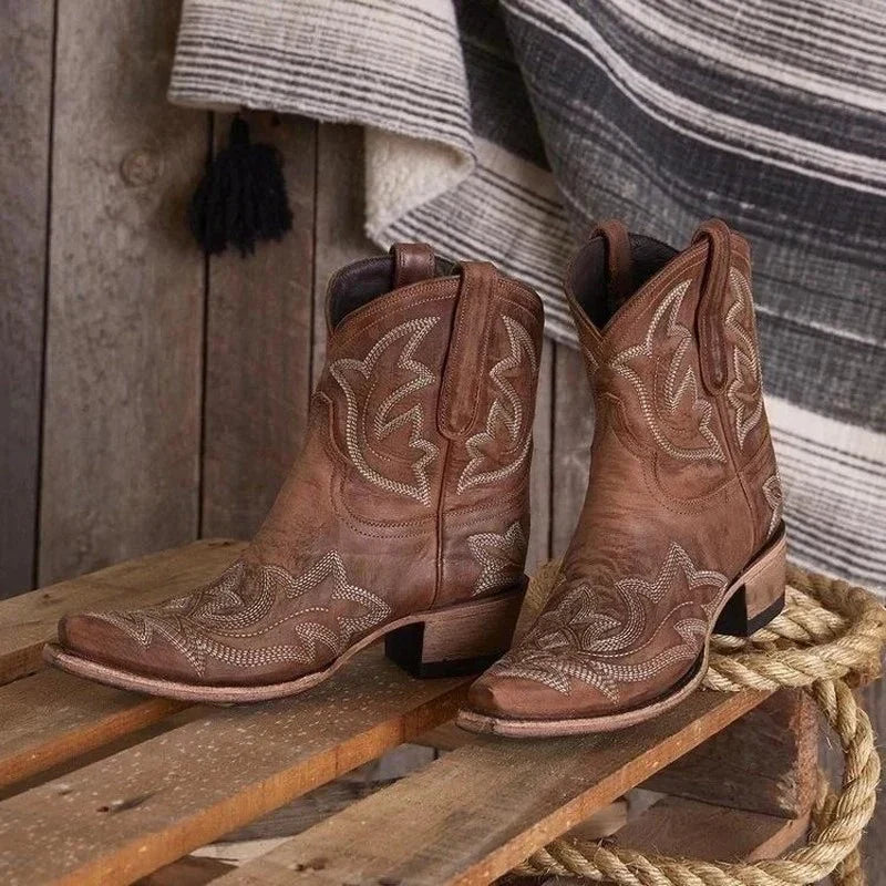 Heidi Fashion | Leather Cowboy Boots with Embroidery