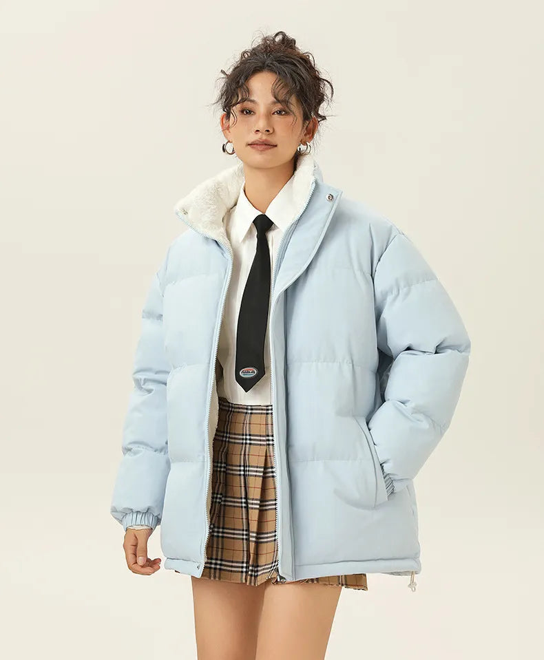 -Style | Cozy Stand-Up Collar Jacket in Thick, Warm Cotton Fabric