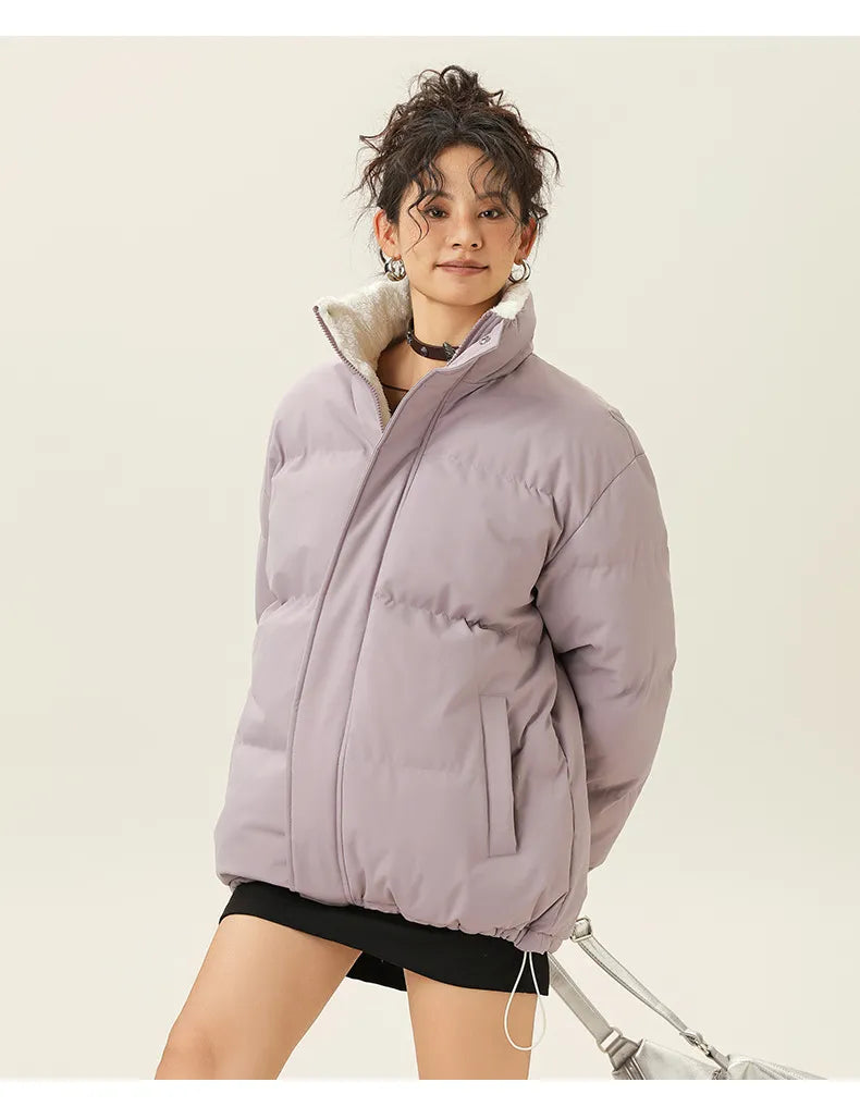 -Style | Cozy Stand-Up Collar Jacket in Thick, Warm Cotton Fabric