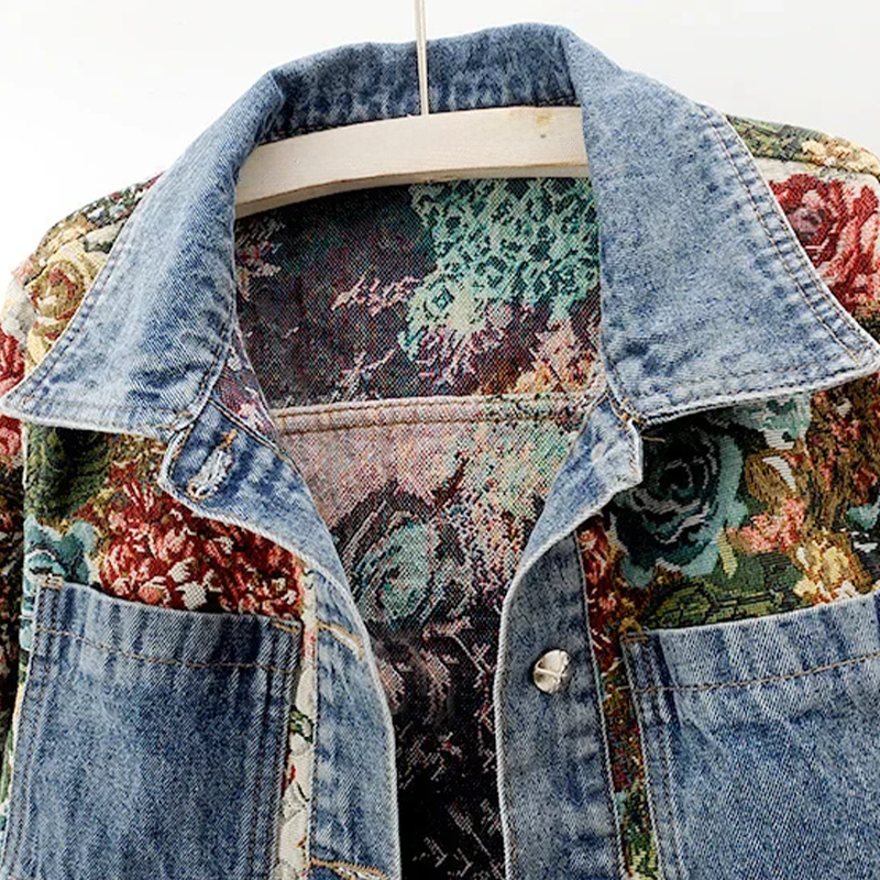 -Style Women's Floral Denim Jacket - July Edition