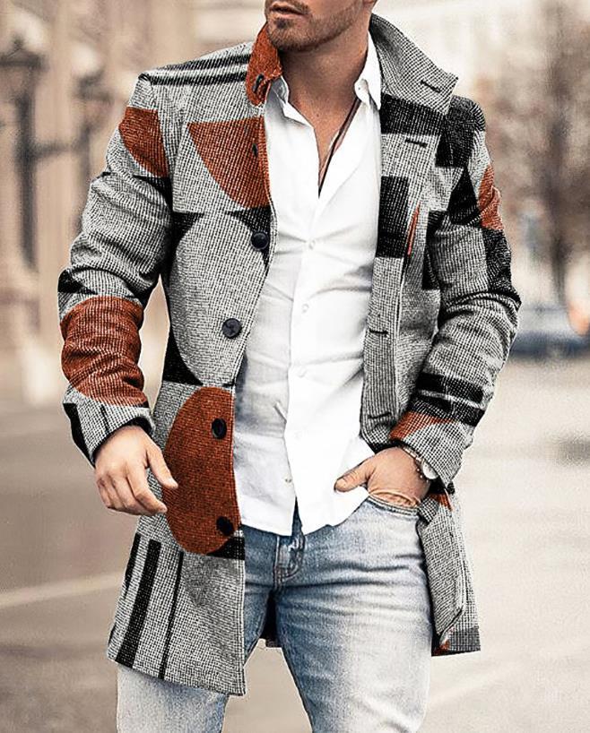 Heidi Fashion | Men's Checkered Wool Coat with Sleek Silhouette