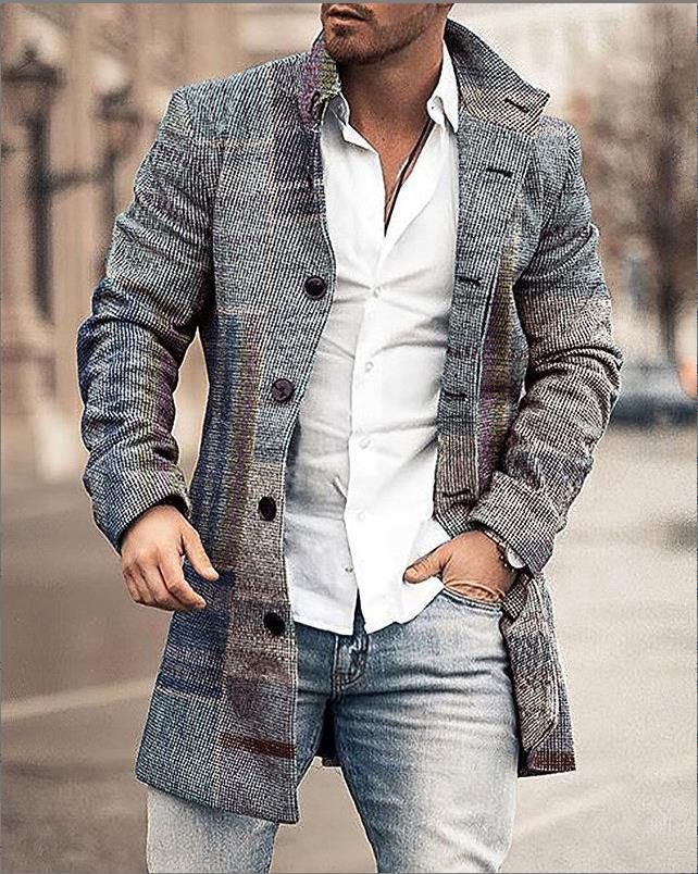 Heidi Fashion | Men's Checkered Wool Coat with Sleek Silhouette