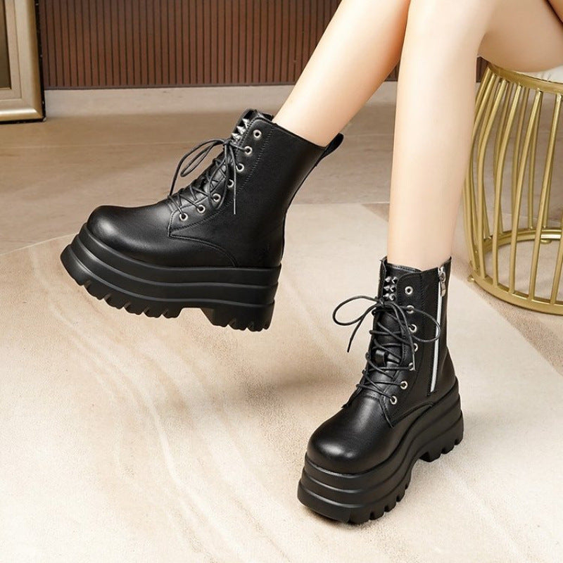 Heidi Fashion Women's High Heel Platform Boots with Sturdy Sole Design