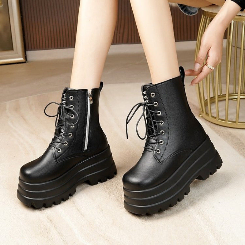 Heidi Fashion Women's High Heel Platform Boots with Sturdy Sole Design