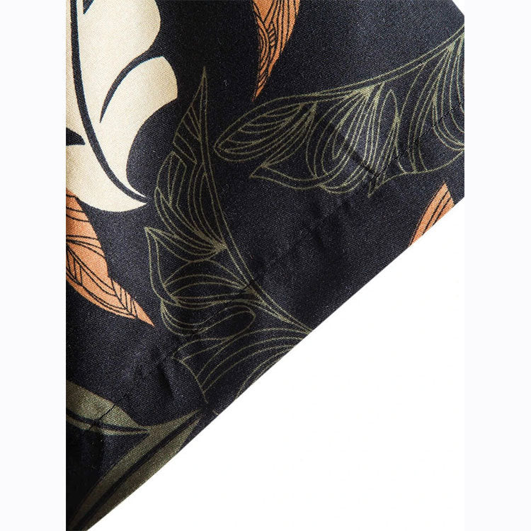 Heidi-Mode Men's Floral Print Short Sleeve Cotton Shirt