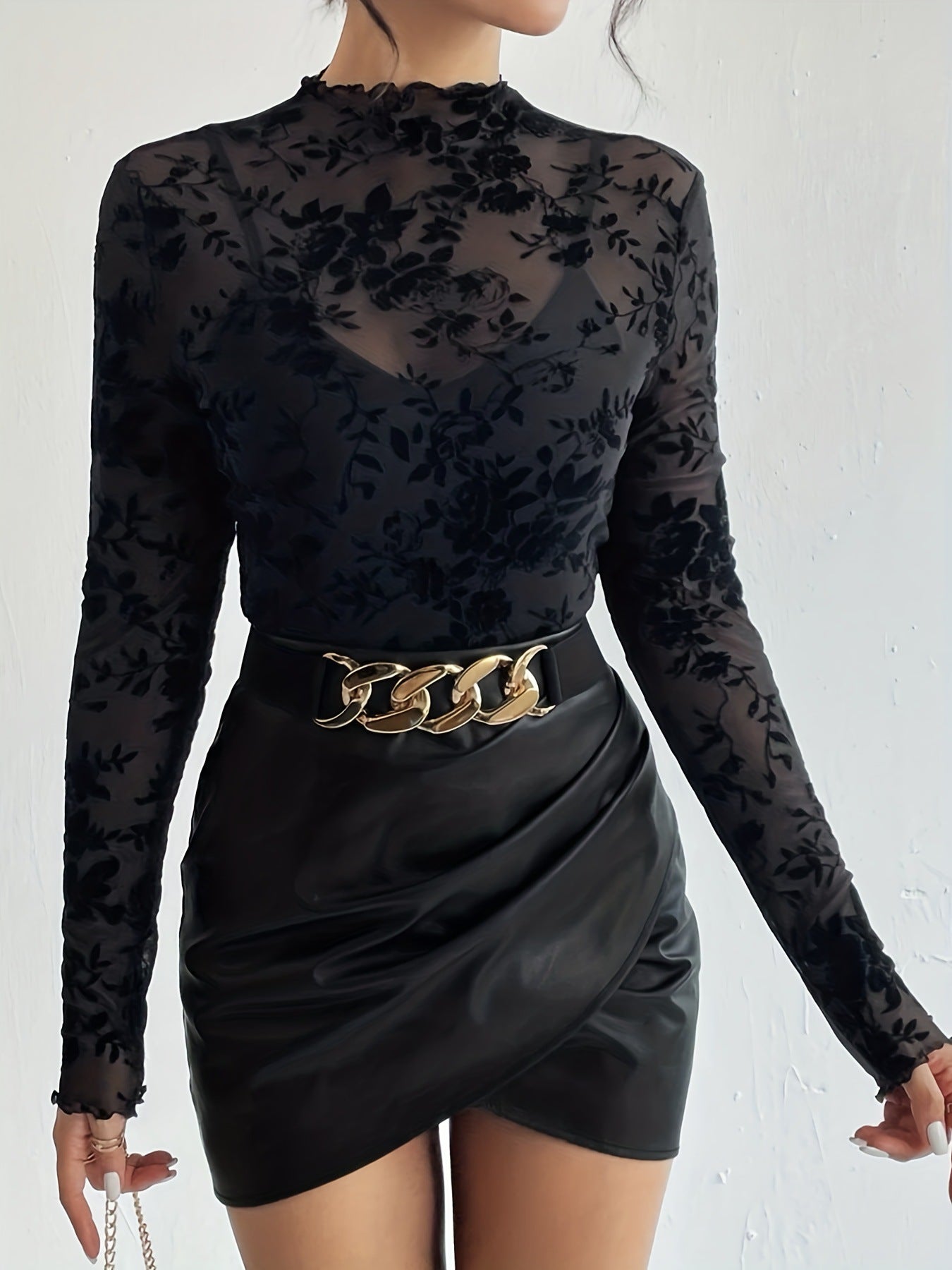 Elegant Long Sleeve Floral Lace Top for Women - Heidi Fashion