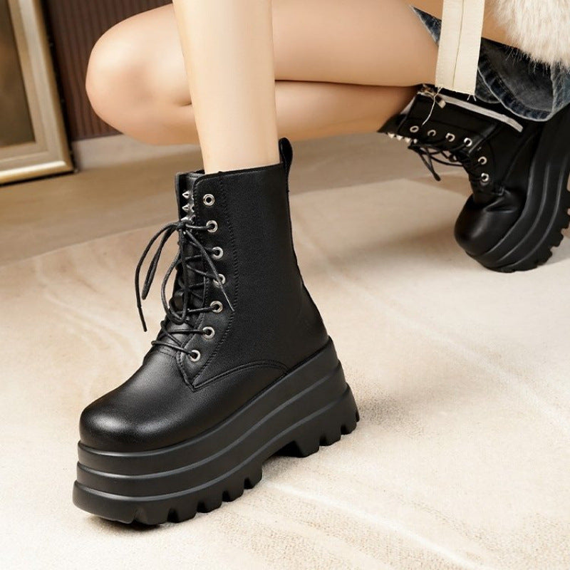 Heidi Fashion Women's High Heel Platform Boots with Sturdy Sole Design