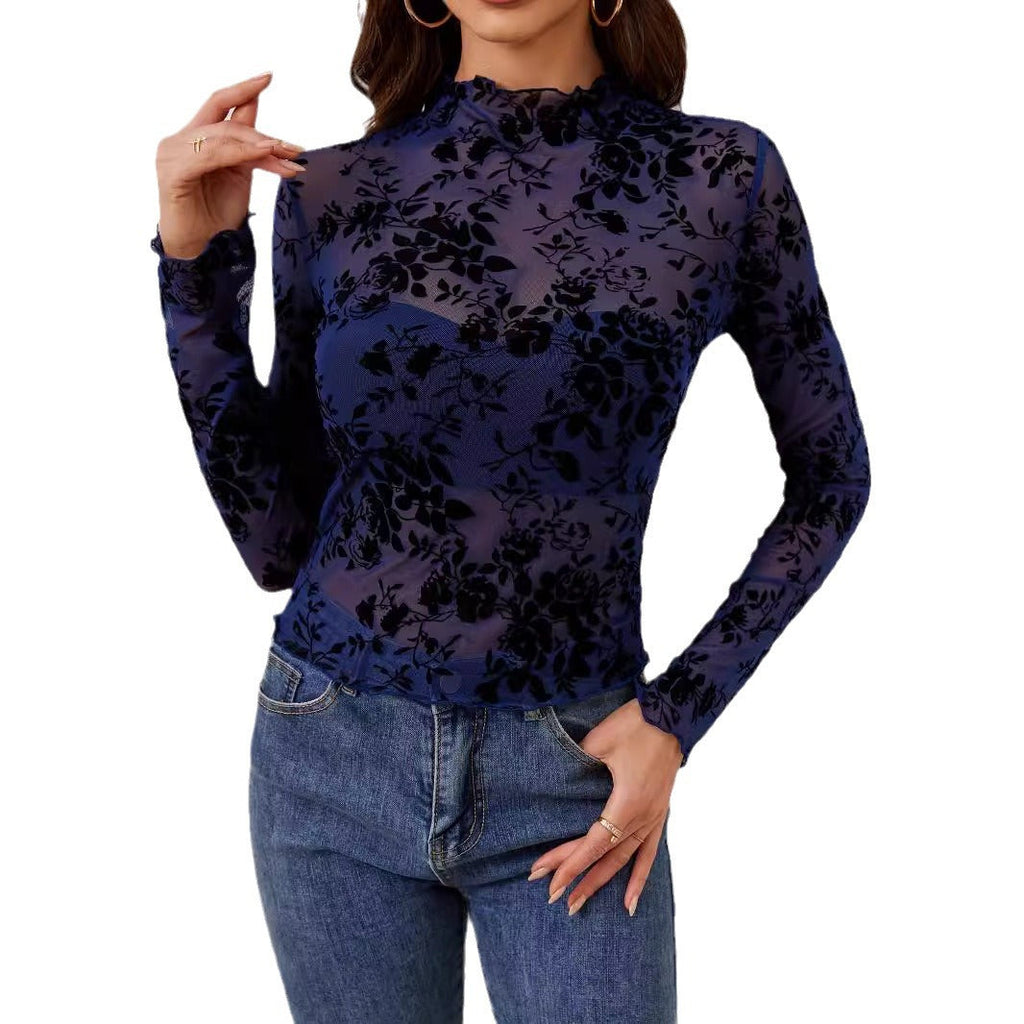 Elegant Long Sleeve Floral Lace Top for Women - Heidi Fashion