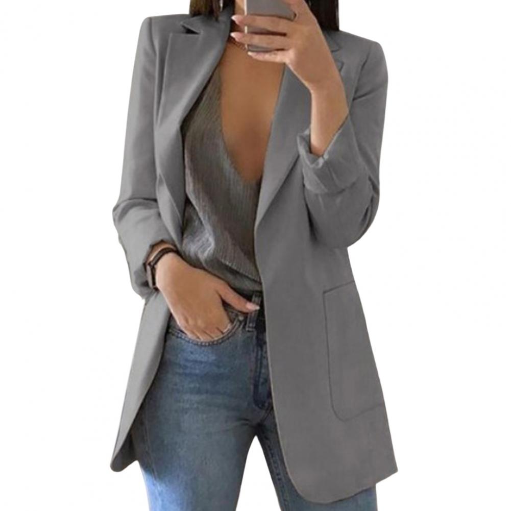 Heidi Fashion | Tailored Fit Blazer with Hip-Length Design and Large Pockets