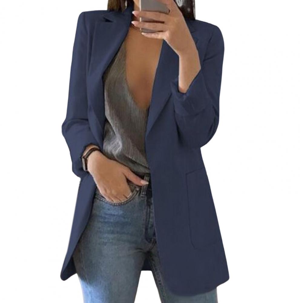 Heidi Fashion | Tailored Fit Blazer with Hip-Length Design and Large Pockets