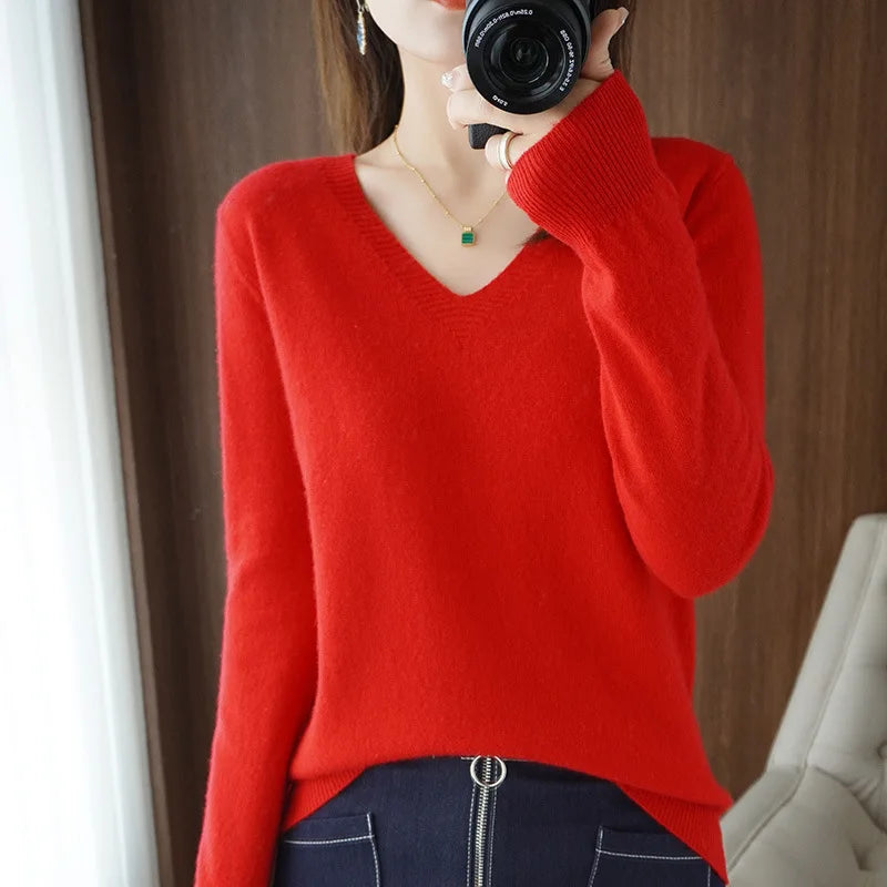 -Style | Cozy V-Neck Pullover Sweater