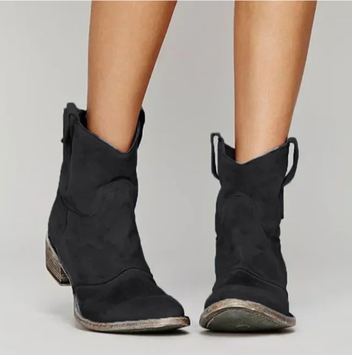 Heidi Fashion | Suede Ankle Boots with Western Flair