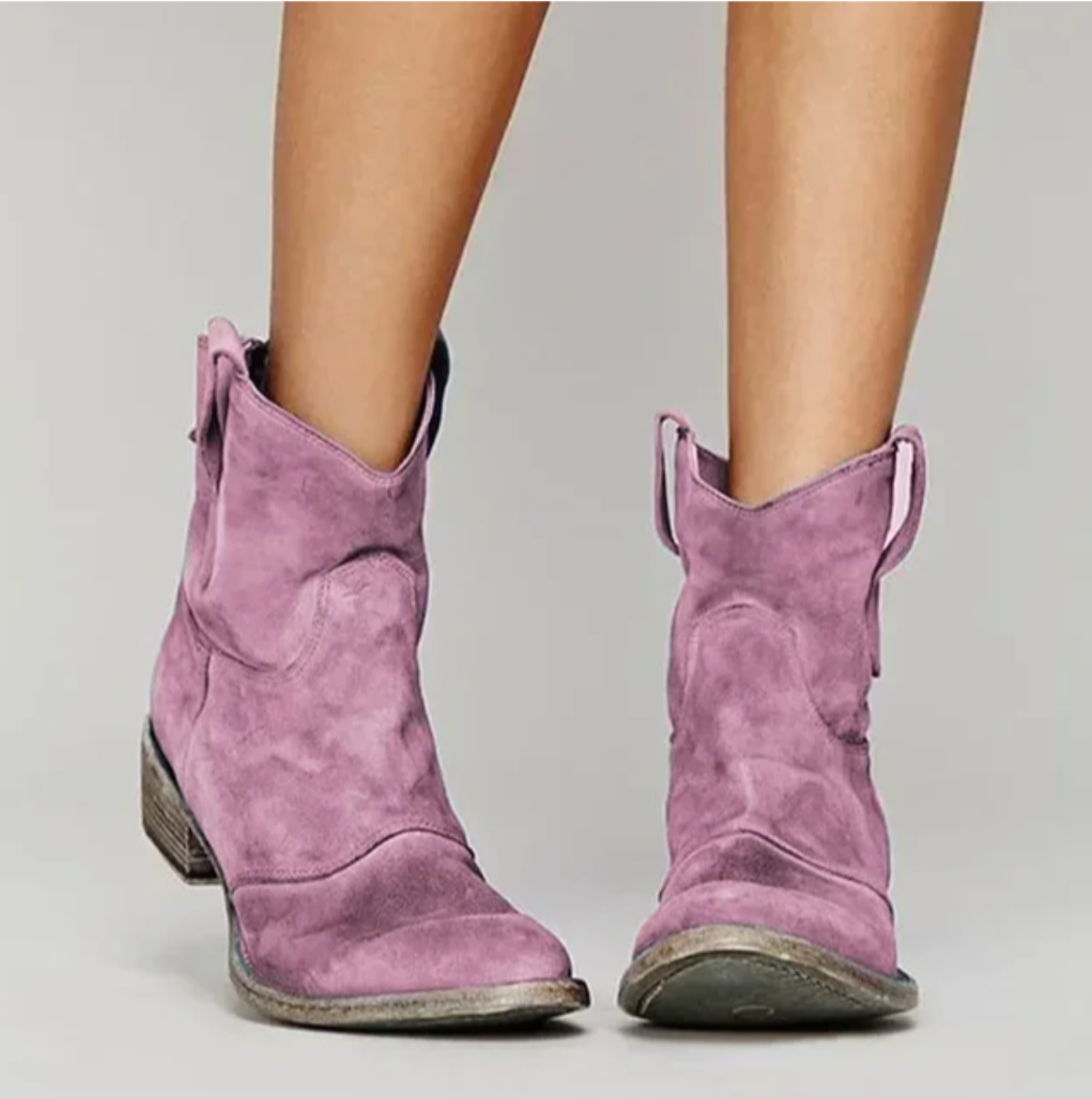Heidi Fashion | Suede Ankle Boots with Western Flair