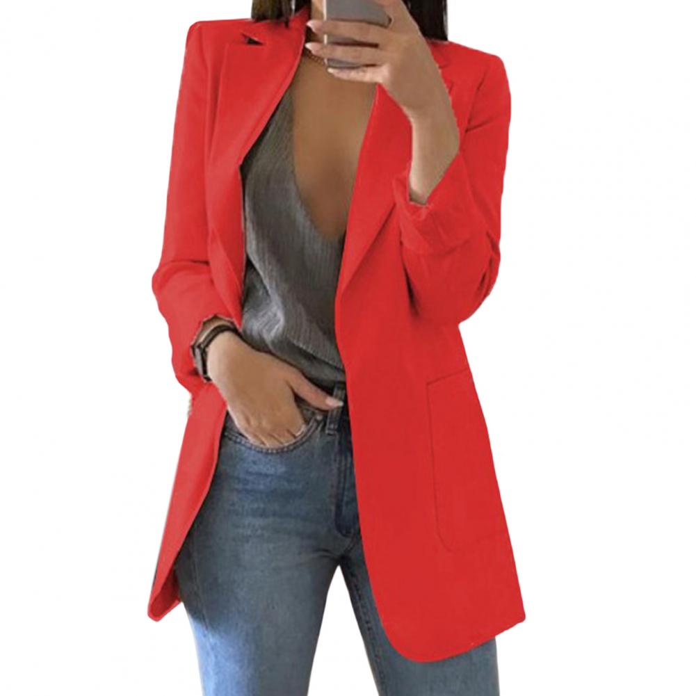 Heidi Fashion | Tailored Fit Blazer with Hip-Length Design and Large Pockets