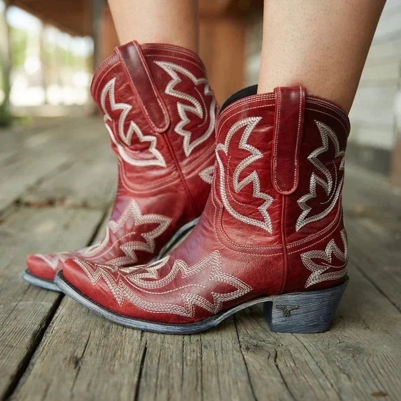 Heidi Fashion | Leather Cowboy Boots with Embroidery