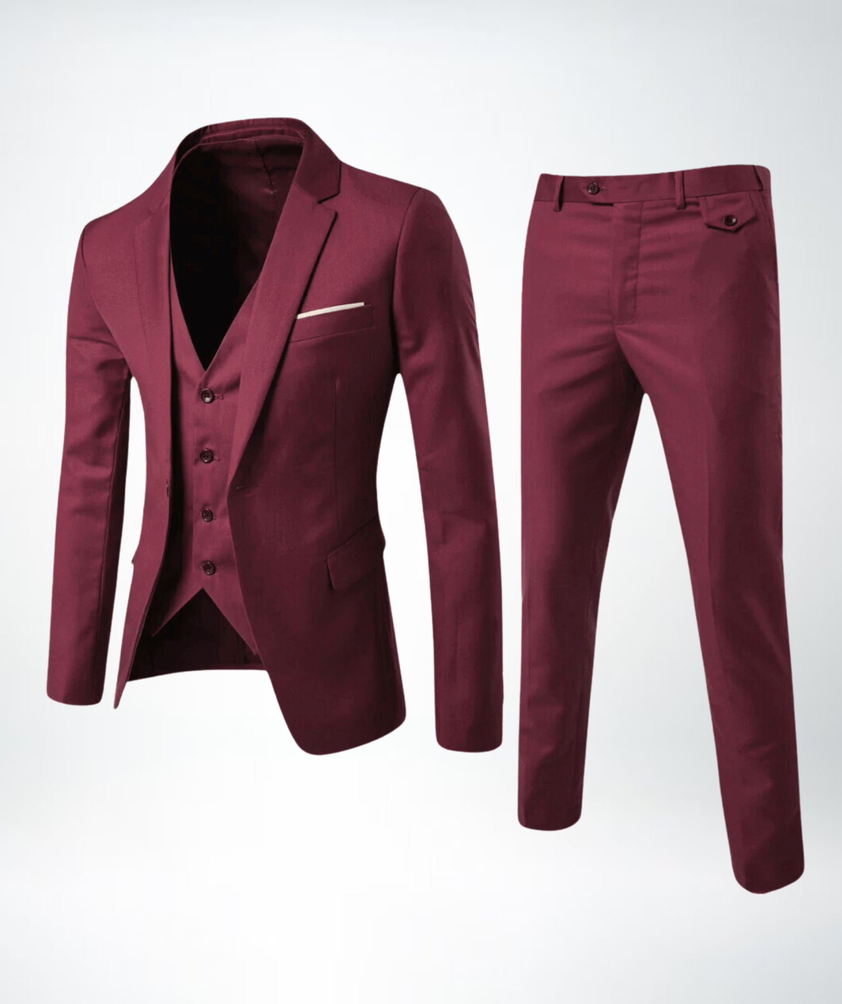Heidi Mode | Tailored Slim Fit Three-Piece Wool Blend Suit with Notch Lapel
