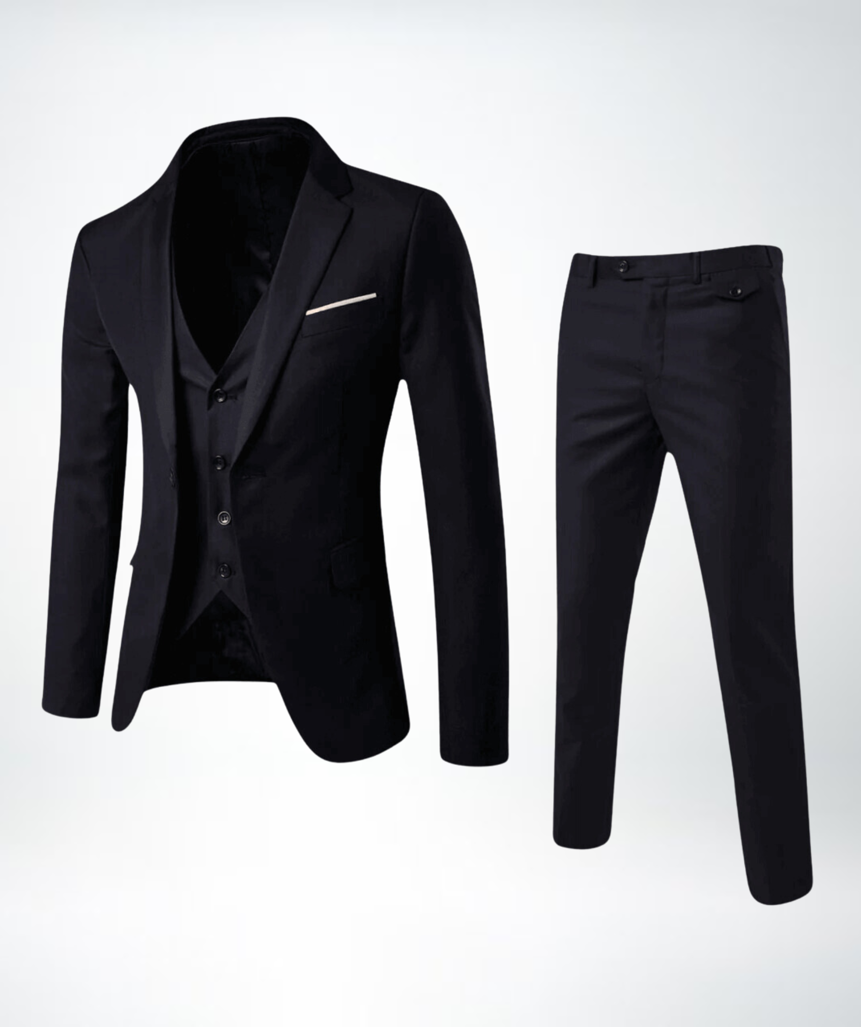 Heidi Mode | Tailored Slim Fit Three-Piece Wool Blend Suit with Notch Lapel