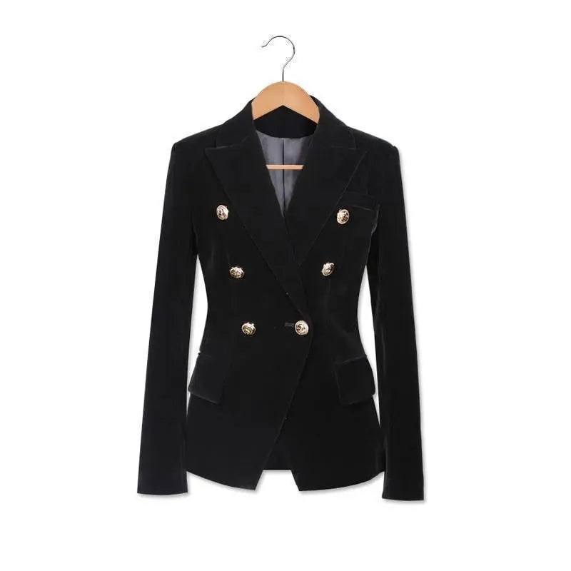 -Mode | Women's Aristocratic Velvet Blazer - Solid Color, Casual