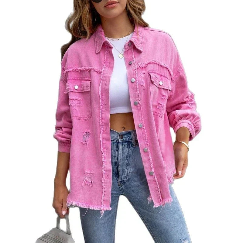 -Mode | Women's Boho Denim Jacket with Ibiza Charm & Slim Fit for Spring/Summer