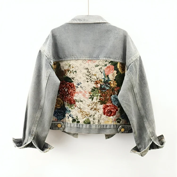 -Style Women's Floral Denim Jacket - July Edition