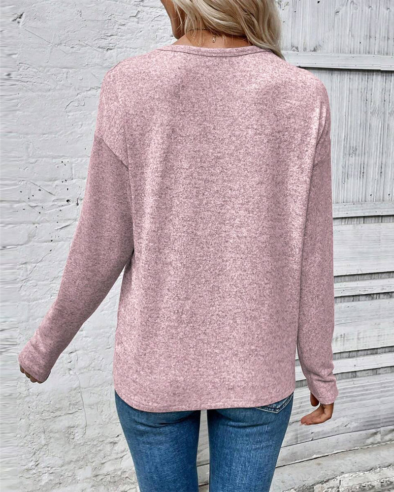 Heidi Fashion | Love Heart Print Round Neck Long Sleeve Top