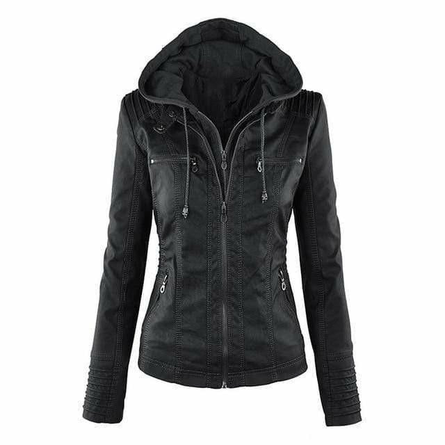 Heidi Fashion | Leather Jacket with Hood