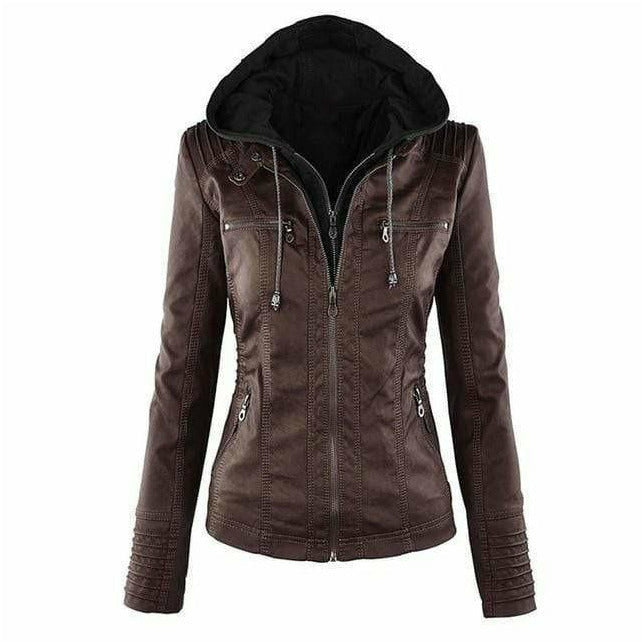 Heidi Fashion | Leather Jacket with Hood