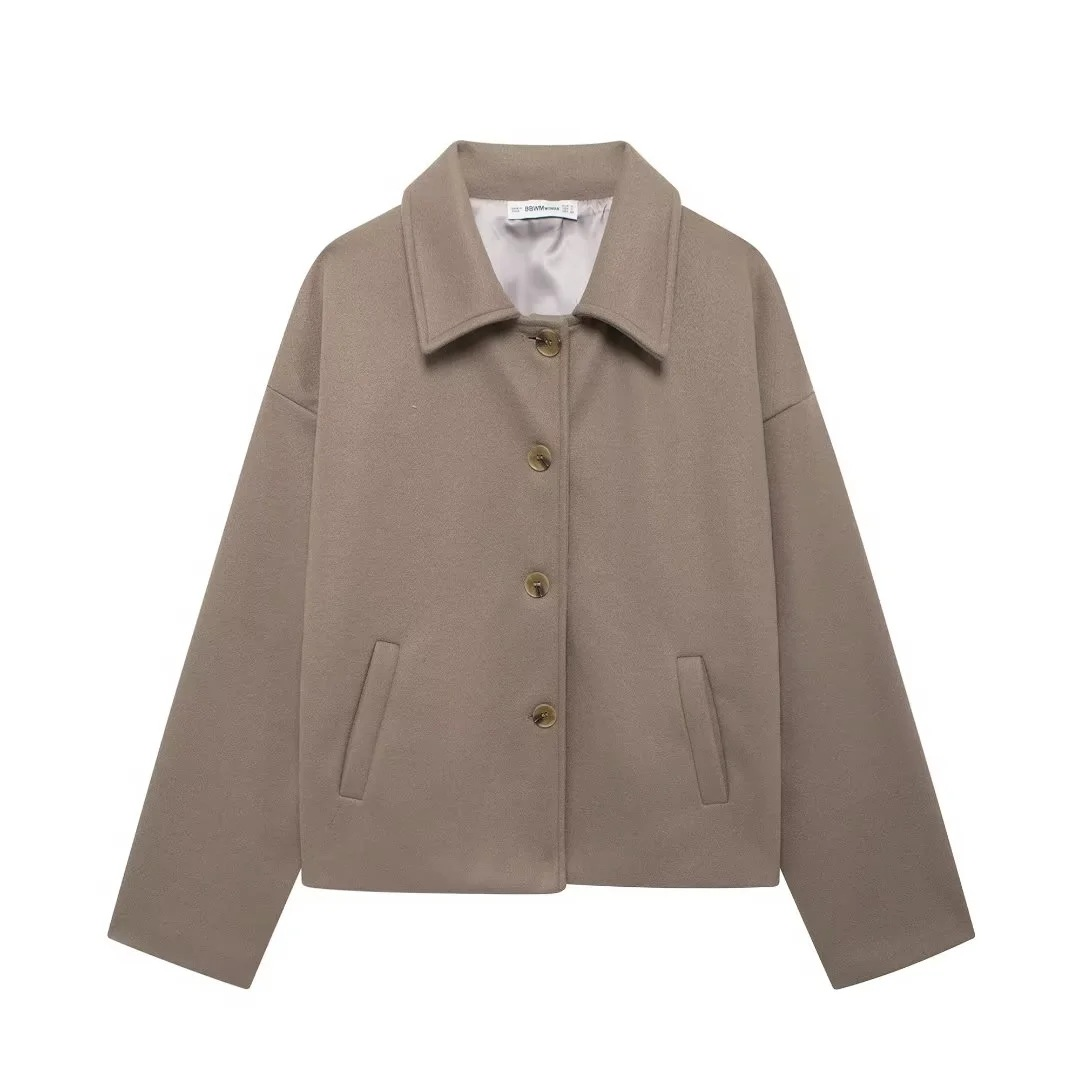 -Style | Elegant Wool Blend Button-Up Jacket - Warm and Stylish