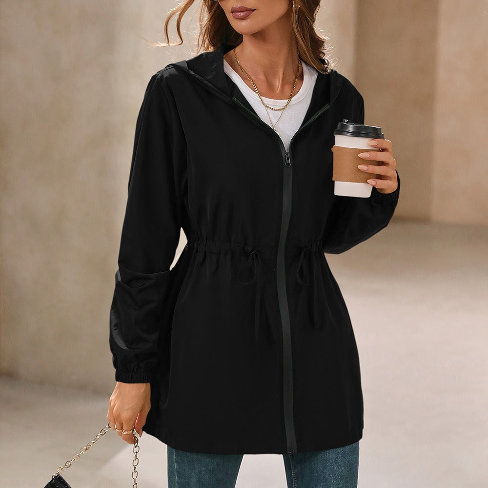 Heidi Fashion | Lightweight Water-Repellent Rain Jacket with Adjustable Waist and Hood
