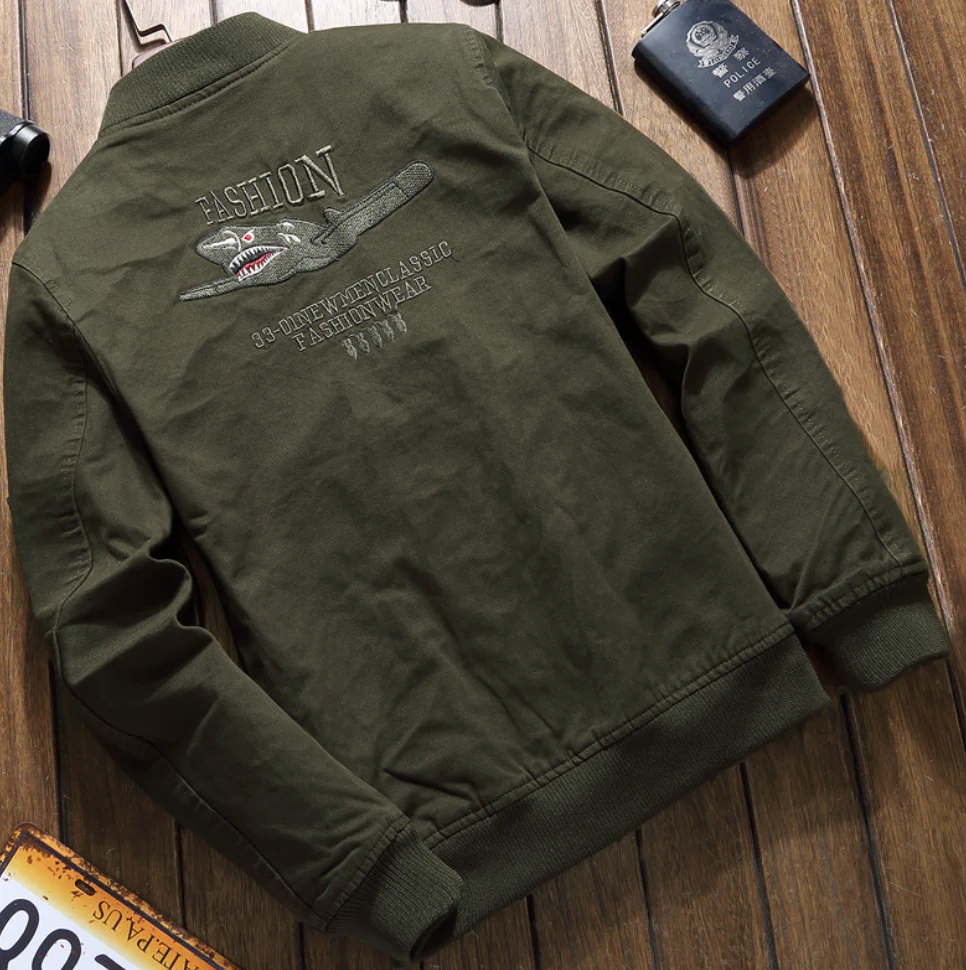 Heidi Fashion | Structured Fit Military Jacket with Embroidered Details and Zipper Closure