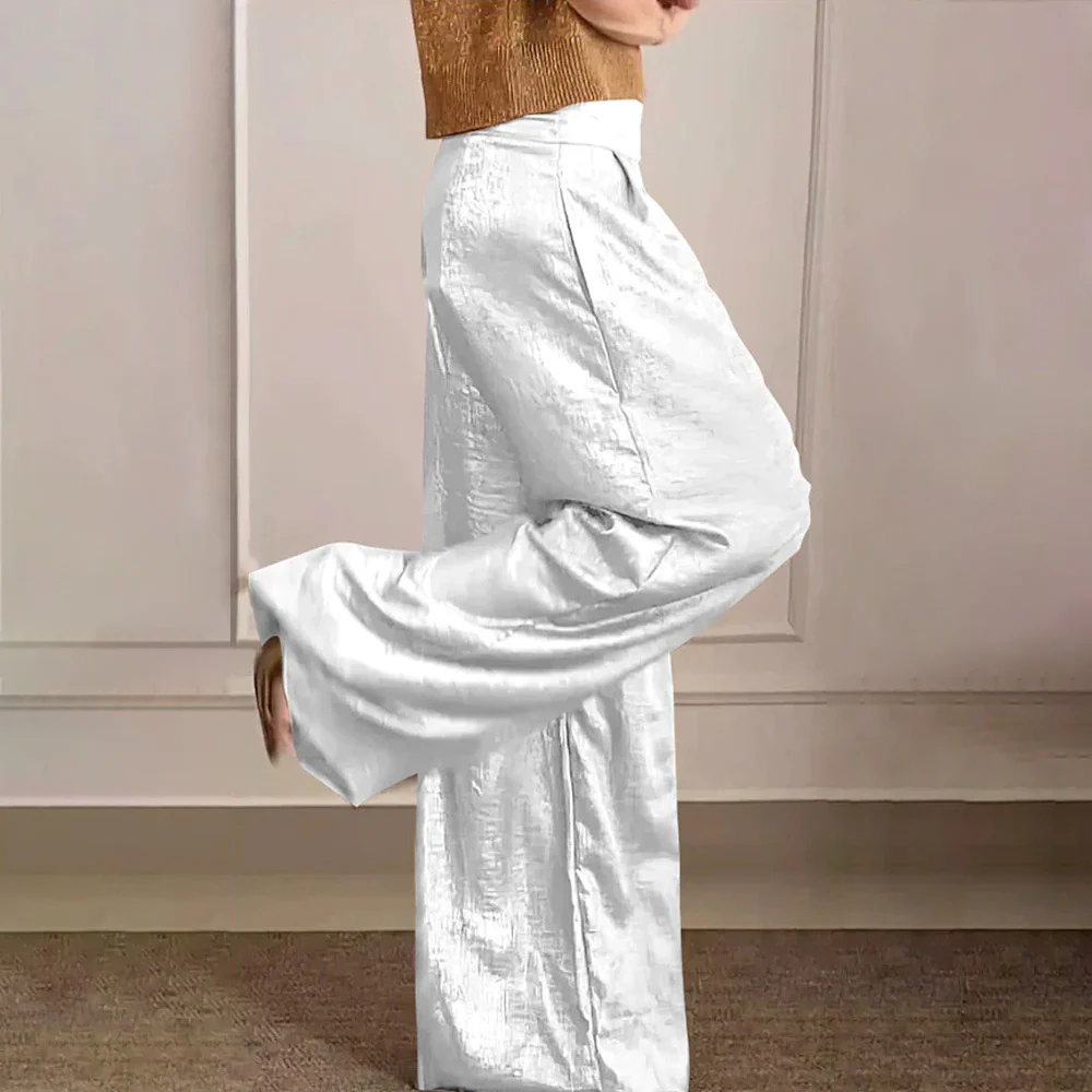 Heidi Fashion | Elegant High-Waisted Wide-Leg Silky Pants for Fall