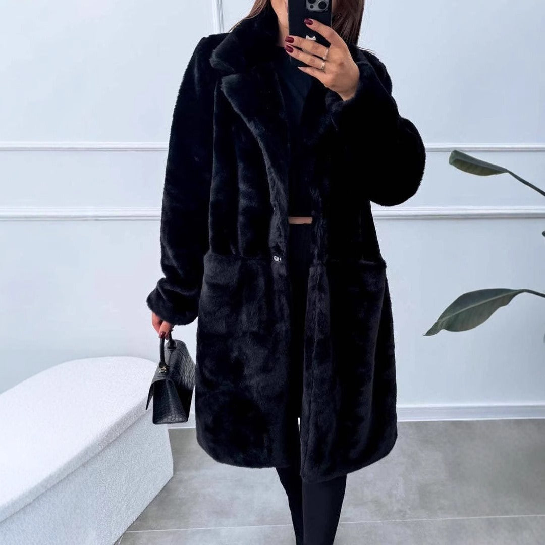 Heidi Fashion Plus Size Long Jacket with Soft Fabric, Wide Lapels, and Front Pockets