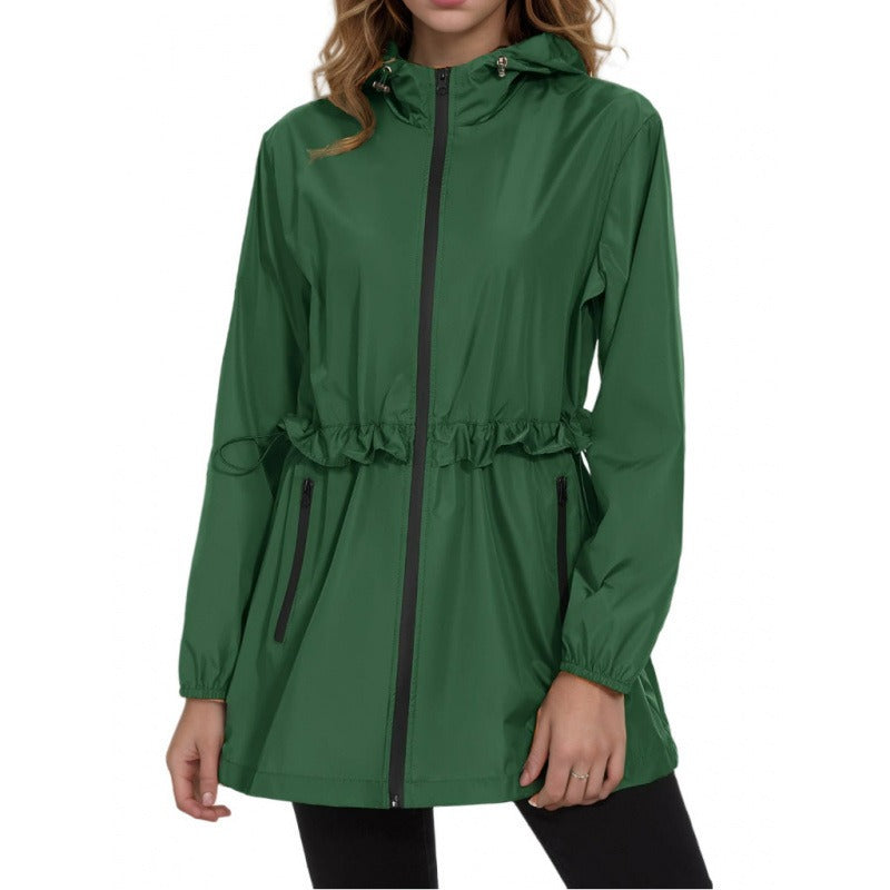 Heidi Fashion | Lightweight Water-Repellent Rain Jacket with Adjustable Waist and Hood