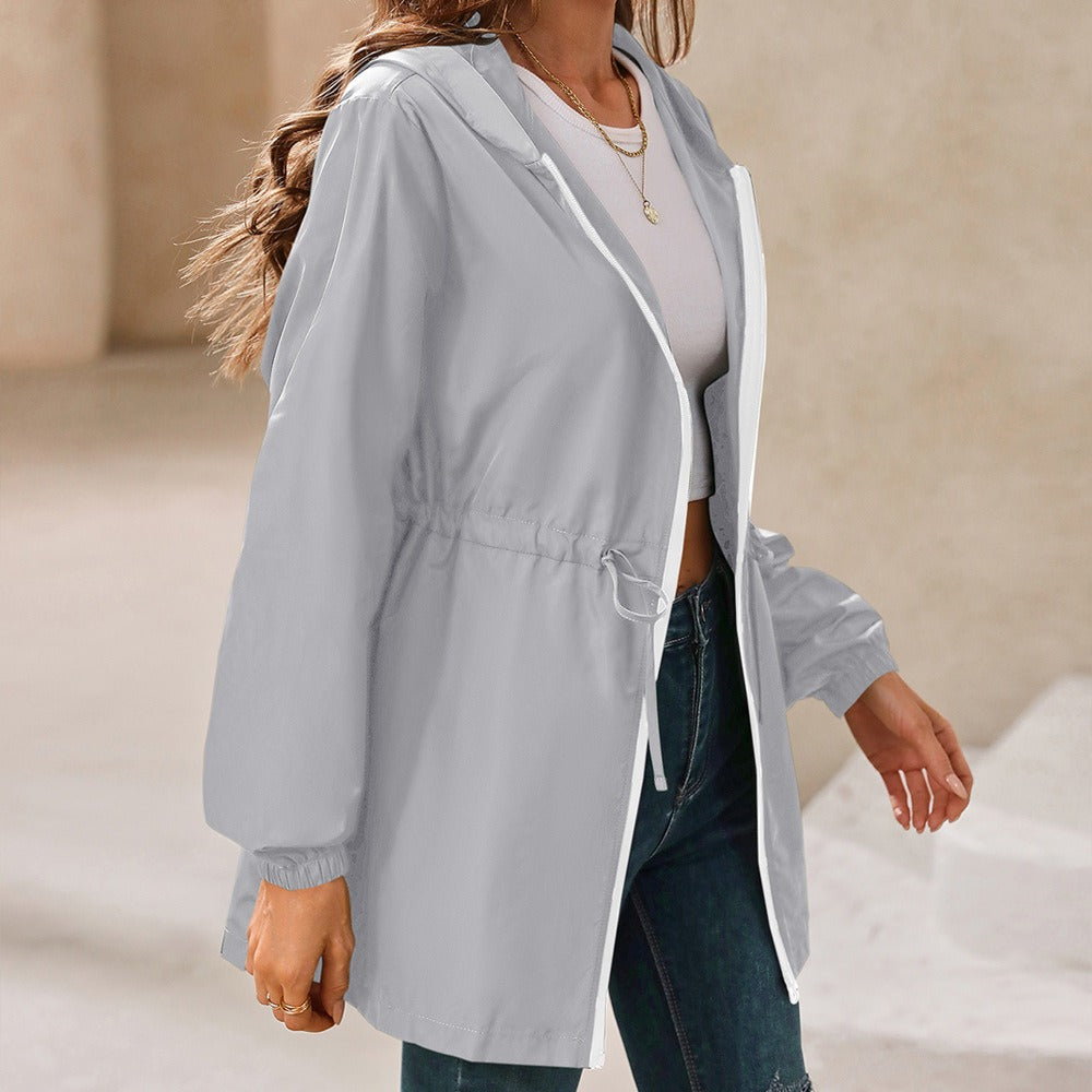Heidi Fashion | Lightweight Water-Repellent Rain Jacket with Adjustable Waist and Hood