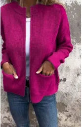 Heidi Fashion | Casual Ribbed Stand-Up Collar Zip Top with Relaxed Fit