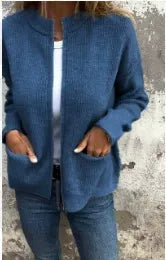 Heidi Fashion | Casual Ribbed Stand-Up Collar Zip Top with Relaxed Fit