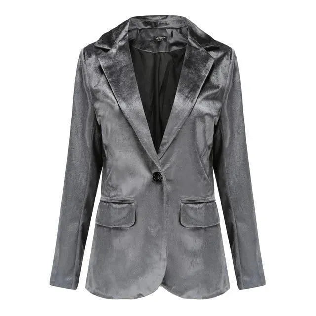-Mode | Women's Smooth Session Velvet Blazer - Casual Solid Color