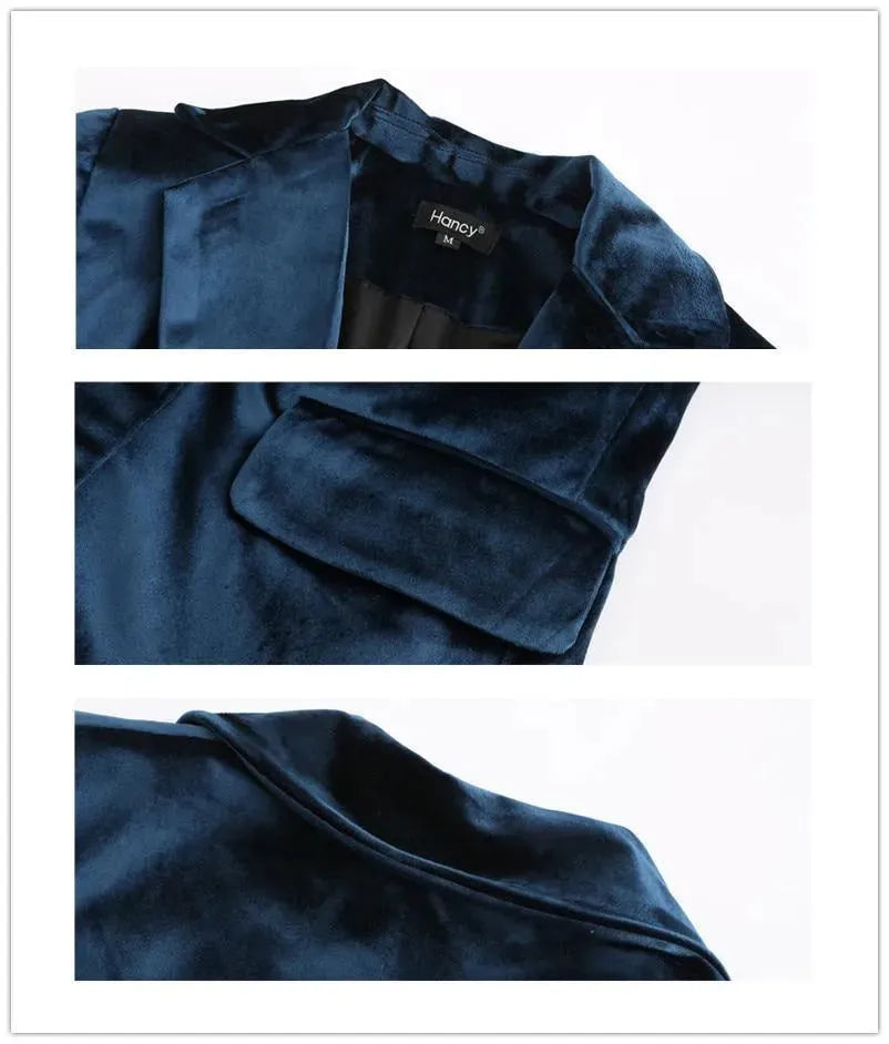 -Mode | Women's Smooth Session Velvet Blazer - Casual Solid Color