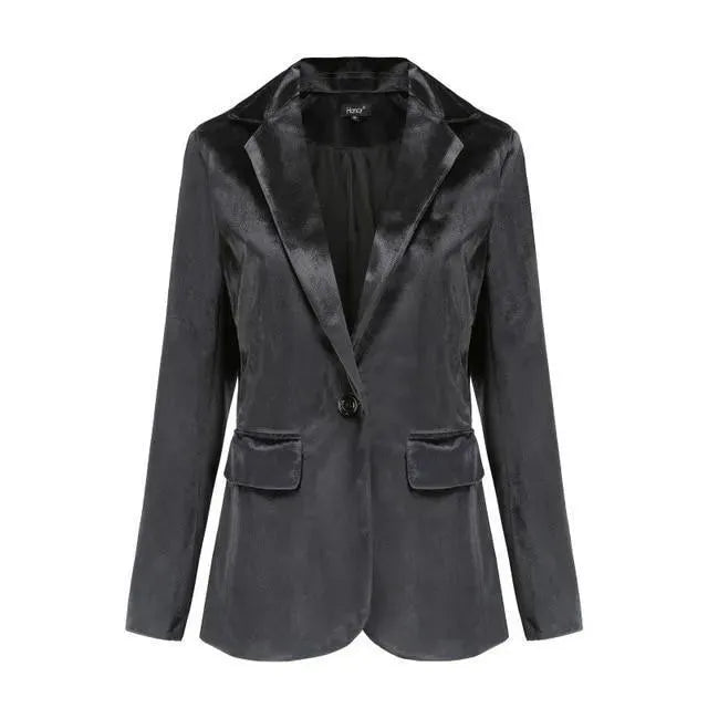 -Mode | Women's Smooth Session Velvet Blazer - Casual Solid Color